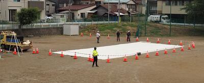 まさしく工事の第一歩　職員室から撮りました