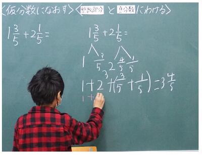 板書の記述をもとに考えを伝えようと頑張る４年生