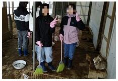 ウサギ当番　ウサギも真ん丸に太って元気そう