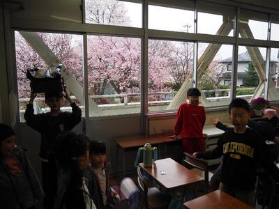 教室から桜を愛でる幸せ