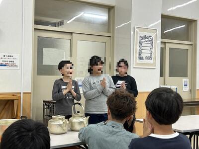 係活動　食事係のいただきます　配膳もがんばりました